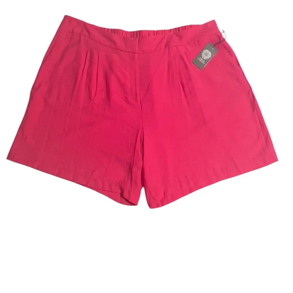 Vince Camuto Summer‎ Heat Shorts Size 20W Geranium Pink Crepe Flowy Relaxed NEW